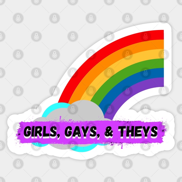 Girls, Gays, and Theys – Half Rainbow with Clouds Sticker by KoreDemeter14